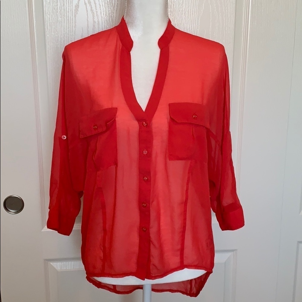 Double Zero Sheer 3/4 Sleeve Blouse #41